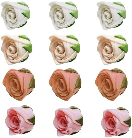 Confect Edible Rose Toppers – Edible Roses for Cake, Cupcake & Doughnut Decorating – Elegant Ombre Floral Toppers for Desserts- Vegan, Dairy-Free, Palm Oil-Free - Pack of 12