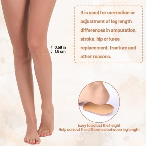 Gel Heel Lifts 1/2 Inch Gel Height Increase Insoles for Leg Length Discrepancies Comfort Half Shoe Inserts for Men and Women Small Shoe Lifts Foot Insoles for Relieving Heel Pain, 1 Pair