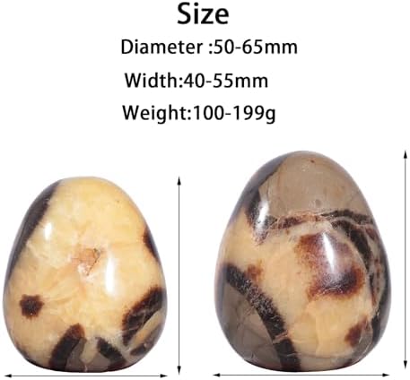 moonsix Natural Septarian Dragon Stone Sculpture Egg Shape Stone with Wooden Stand Crystal Figurine for Feng Shui Witch Decor, 1.97-2.56 inches