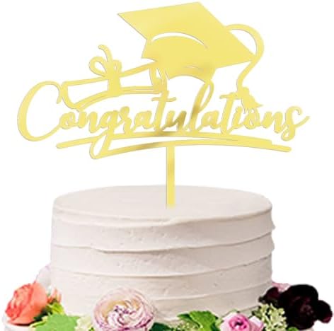 Congratulations 2026 Graduation Cake Topper,Congrats Grad Cake Decor - 2026 High School/College/Senior Graduation Party Decorations Supplies (gold Acrylic)