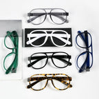 Eyekepper Pilot Reading Glasses for Men with Metalless Screwless Spring Hinge - 6 Pack Oversize Readers