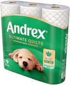 Andrex Ultimate Quilts Toilet Tissue 36 Rolls with Aloe Vera Fragrance, Air Pocket Technology for Soft, Thick Sheets - Bulk Pack of 36 Quilted Toilet Rolls, FSC Certified