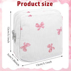 2 Pack Period Bag Pouch for Women Girls, Cute Corduroy Sanitary Napkin Storage Bag with Bow Design, Portable Discreet Menstrual Pad Pouches Tampon Holder for Purse, Small Make Up Bags