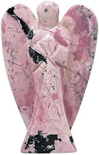 2 Inch Pink Peruvian Rhodonite Guardian Angel Figurine Hand-Carved Natural Stone, Excellent to Aid Self-Esteem and Self-Confidence