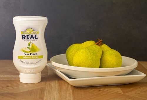 Juicy Pear Reàl Infused Exotics, Pear Puree Infused Syrup, 16.9 FL OZ Squeezable Bottle