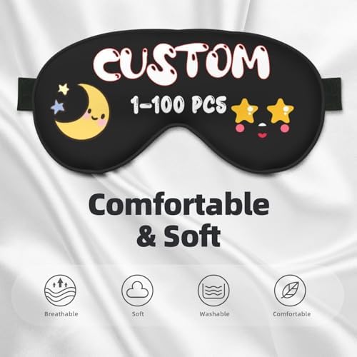 Custom Sleep Mask Add Your Design for Men & Women Personalized Eye Mask with Your Text Logo Image Customized Masks for Gifts Black