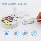 Cow Sunflower Heifer Contact Lens Case Holder with Mirror, Tweezers, Lens Cleaner Solution Bottle, Portable Travel Kit