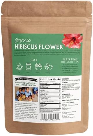 Organic Hibiscus Flowers 2 LB Jumbo Bulk Bag - 100% Pure, Cut & Sifted, Gluten Free, Non GMO, Non Irradiated, Caffeine Free, Perfect for Tea Blends, Jams, Baked Goods by Jiva Organics