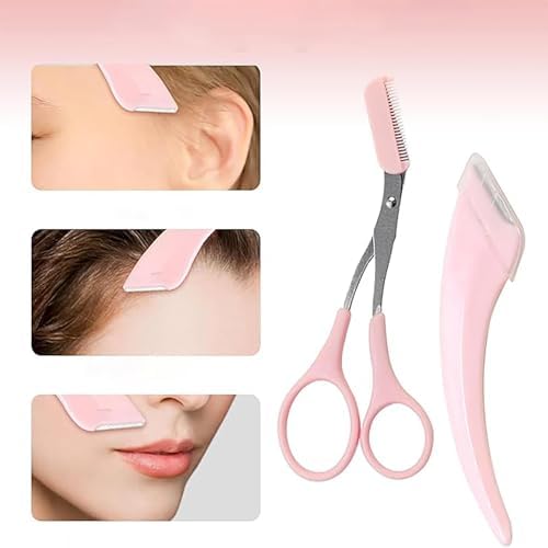 Eyebrow Trimming Kit Stainless Steel Scissors and Razor with Comb Professional Brow Grooming Tools for Precise Shaping