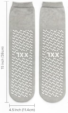 2XL Non Slip Sock, Extra Wide Slipper Socks, Gripper Socks, Non-Skid, Single Tread (Pack of 3)