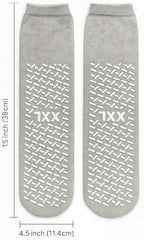 2XL Non Slip Sock, Extra Wide Slipper Socks, Gripper Socks, Non-Skid, Single Tread (Pack of 3)