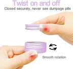Extra Small Single Pill Box for Purse (3 Pack), Aluminum Screw Top Pill Container, 3 Times a Day Portable Waterproof Single Pill Case for Vitamins, Fish Oils, Supplements (Light Purple)
