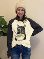 JINTING Cat Shirts for Women - Loose Fit Lightweight Long Sleeve Graphic Spring Outfits Printed Blouse Casual Tops
