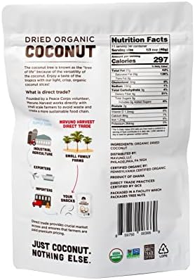 Mavuno Harvest Coconut Chips Dried Fruit Snack | Unsweetened Organic Dried Coconut Strips | Gluten Free Snack | Healthy Snacks for Kids & Adults | Vegan, Non GMO, Direct Trade | 1 Pound Resealable Bag