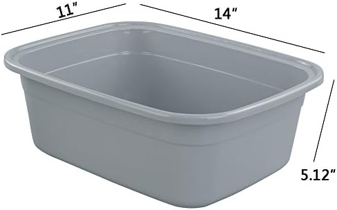 Jekiyo Plastic Dish Tubs, Grey Wash Basin, 12 QT/4 Packs