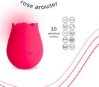 plusOne Rose Toy Vibrator for Women, Nipple and Clitoral Stimulator, Body-Safe Silicone, Waterproof, USB Rechargeable with 10 Pulsing Settings Sex Toy, Red