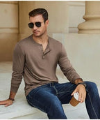 COOFANDY Men's Henley T-Shirt Long Sleeve Casual Lightweight Pullover Shirts Soft Stretch Basic Tees Fall Tops
