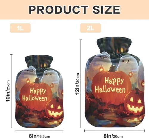 Halloween Smiles Orange Hot Water Bottles Hot or Cold Water Bottle with Soft Cover Warm Water Heat Bottles for Menstrual Cramps Pain Relief, 2 Liters