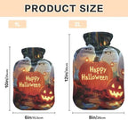 Halloween Smiles Orange Hot Water Bottles Hot or Cold Water Bottle with Soft Cover Warm Water Heat Bottles for Menstrual Cramps Pain Relief, 2 Liters