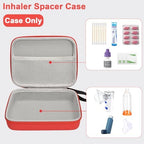 Klawdsky Hard Travel Case for Asthma Inhaler, Inhaler Spacer Case for Kids and Adults, Masks, Red (Bag Only)