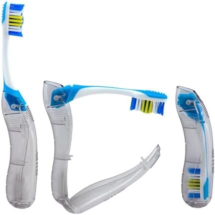 GUM Folding Travel Toothbrush - Compact Head + Tongue Cleaner - Soft Bristled Travel Toothbrushes for Adults 1ct (Pack of 6)
