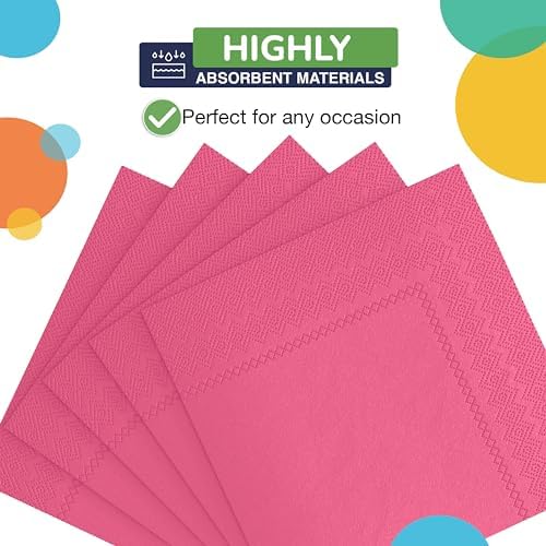 Party Solids Hot Pink Napkins Disposable Everyday 100 Pcs 2 Ply Hot Pink Dinner Napkins Bulk For Parties & Party Supplies