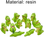 12Pcs Mini Cartoon Crocodile Figurines Miniature Alligator Figures Cute Resin Cake Toppers for DIY Fairy Garden Moss Landscape Dollhouse Birthday Party Decorations