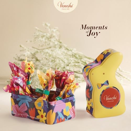 Venchi - Rabbit-Shaped Tin, 2.33 Oz, 6 Assorted Hazelnut Chocolate Mini Eggs, Gluten Free, Venchi Spring Collection Teresa Rego, Gift Idea, Mother's Day