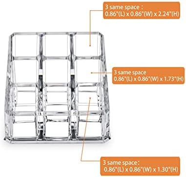MOSIKER Lipstick Lip Gloss Organizer,Small Clear Acrylic Compact Essential Oil Rollerball Perfume Holder with 9 Slots