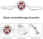 Essential Oil Diffuser Bracelet Aromatherapy Locket Adjustable Stainless Steel Butterfly Bracelet with 10 Pcs Refill Pads for Women Girls