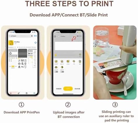 BT Wireless Handheld Printer, Food Art Printer Portable Inkjet for Coffee Cake Yogurt, DIY Latte Art Pen with BT Connect for Bakeries Restaurants (Black)