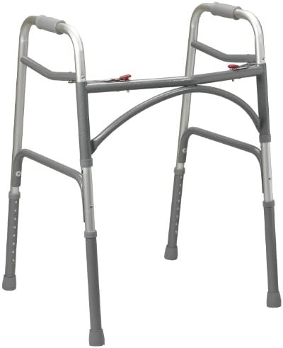 Drive Medical 10220-1 Aluminum Bariatric Walker with Two Buttons, Gray