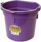 Little Giant® Flat Back Plastic Animal Feed Bucket | Animal Feed Bucket with Metal Handle | Horse Feed & Water Bucket | 20 Quarts | Purple