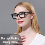 MMOWW Rectangular Reading Glasses Oversized Frame Anti Blue Light Reading Glasses Women Men 4 Pair +1.75
