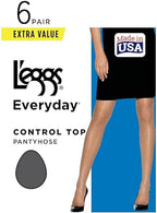 L'eggs Everyday Control Top Sheer Toe Pantyhose for All Day Comfort, 100% Nylon