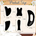 Treela 5 Pcs Gua Sha Facial Tools Set and 1 Pcs Body Gua Sha Massage Tool with Handle for Face Back Neck Leg Body Scraping Massage Board Guasha Comb(Jade, Resin,Black)