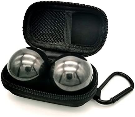 Firstnos 1.57inch Chrome Steel Black Baoding Balls for Hand Therapy, Exercise, and Stress Relief,2pcs