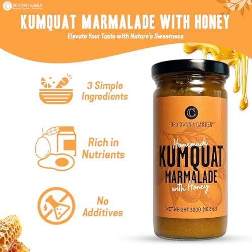 Dr. Cowan’s Garden Kumquat Marmalade with Honey - Small Batch Fruit Spread - Naturally Sweet with Local Greek Kumquats, Honey & Lemon - No Preservatives, Pure Ingredients