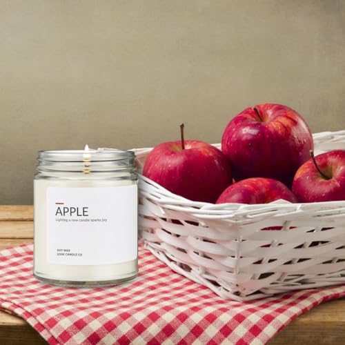1OAK Apple Candle - Soy Wax Scented Candles (Apple) - Soy Candles for Home Scented - Long Burning Premium - Hand-Poured (7oz)