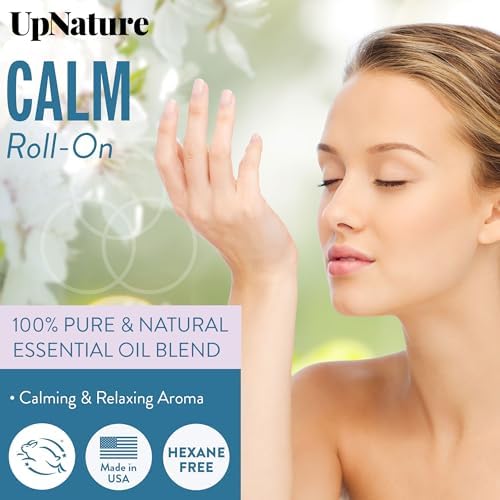UpNature Calm Essential Oil Roll On - Self Care Gifts for Mom Women Her - 100% Natural Aromatherapy Blend for Relaxation Relief