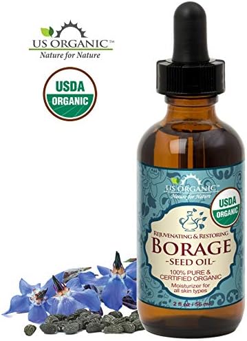 US Organic Borage seed Oil (18% GLA), USDA Certified Organic, 100% Pure & Natural, Cold Pressed, aka Starflower oil, in Amber Glass Bottle w/Eye dropper for Easy Application (2 oz (56 ml))