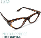 2SeeLife Premium Cat Eye TR-90 Reading Glasses for Women – Narrow–Medium Fit, Sturdy Frame, Spring Hinges, Stylish Readers, Brown Tortoise, +1.00