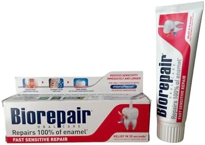 3pcs biorepair fast sensitive toothpaste 75ml protect & REPAIR from acid erosion and plaque safe for whole family by Biorepair