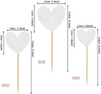 30 PCS Love Heart Cupcake Toppers Glitter Mixed Size Wedding Engagement Cupcake Picks Decorations for Wedding Anniversary Bridal Shower Birthday Valentine's Day Party Supplies Silver