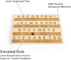 SOUJOY Wood Braille Alphabet Board, 0.4'' Thickened Braille Fingerboard with 2mm Carved Raised Dots, Letters & Numbers, Suitable for Blind Visually Impaired
