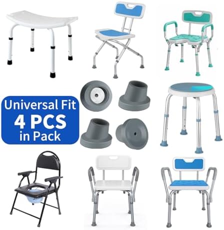 ANCKNE 4 Pack Replacement Feet for Shower Chair Bath Seat | 1-1/8"Slope Rubber Tips Non Slip Shower Bench | Tub Transfer Benches Suction Cup Feet