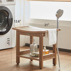 Poly Shower Stool for Inside Shower Waterproof, Shower Bench for Shaving Legs, Heavy Duty Plastic Bathroom Chair Seat with Handles & Adjustable Feet, Foot Rest, No Maintenance, Brown