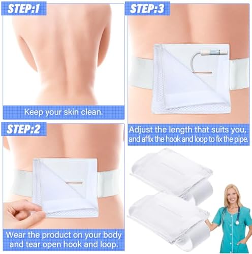 Tondiamo 2 Pcs Feeding Tube Holders Elastic PEG Feeding Tube Belt G Belt for Gastrostomy J PEG Peritoneal Dialysis Abdominal Pouch Pad Accessories, Adjustable and Washable, 28-43 Inch Waist