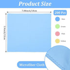 200 Pcs Microfiber Cleaning Glasses Cloth 6x7'' Eyeglasses Cleaner Wipes Lens and Screen Cleaning Cloths for Glasses, Cameras Lens, Cell Phone, LCD TV Screens, Laptops, Tablets(Multi Color)