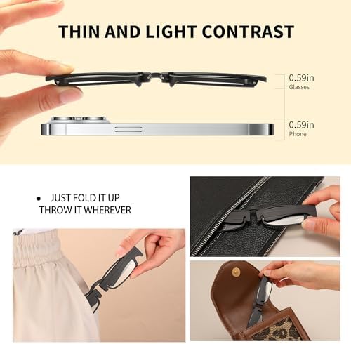 3 pack Folding Reading Glasses Portable Pocket Readers Slim thin Compact TR90 Travel BlueLight Blocking Women Men